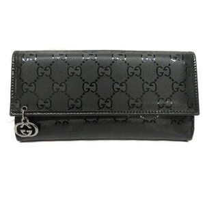 Gucci Double Hook Long Wallet GG Imprime Leather Black
